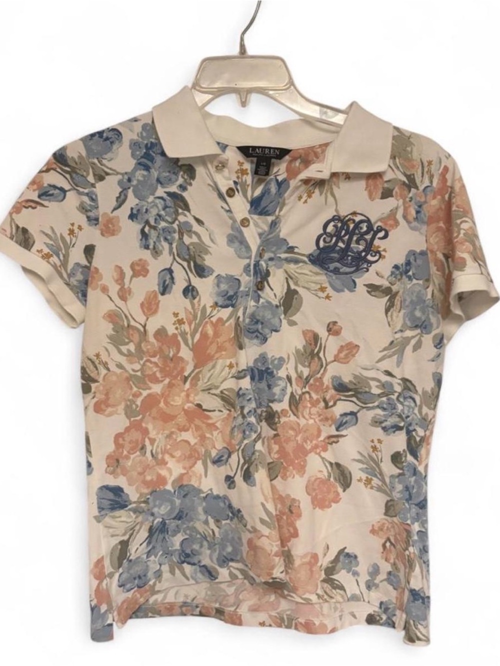 Lauren Ralph Lauren Cream Polo with Pink & Blue Floral Print
